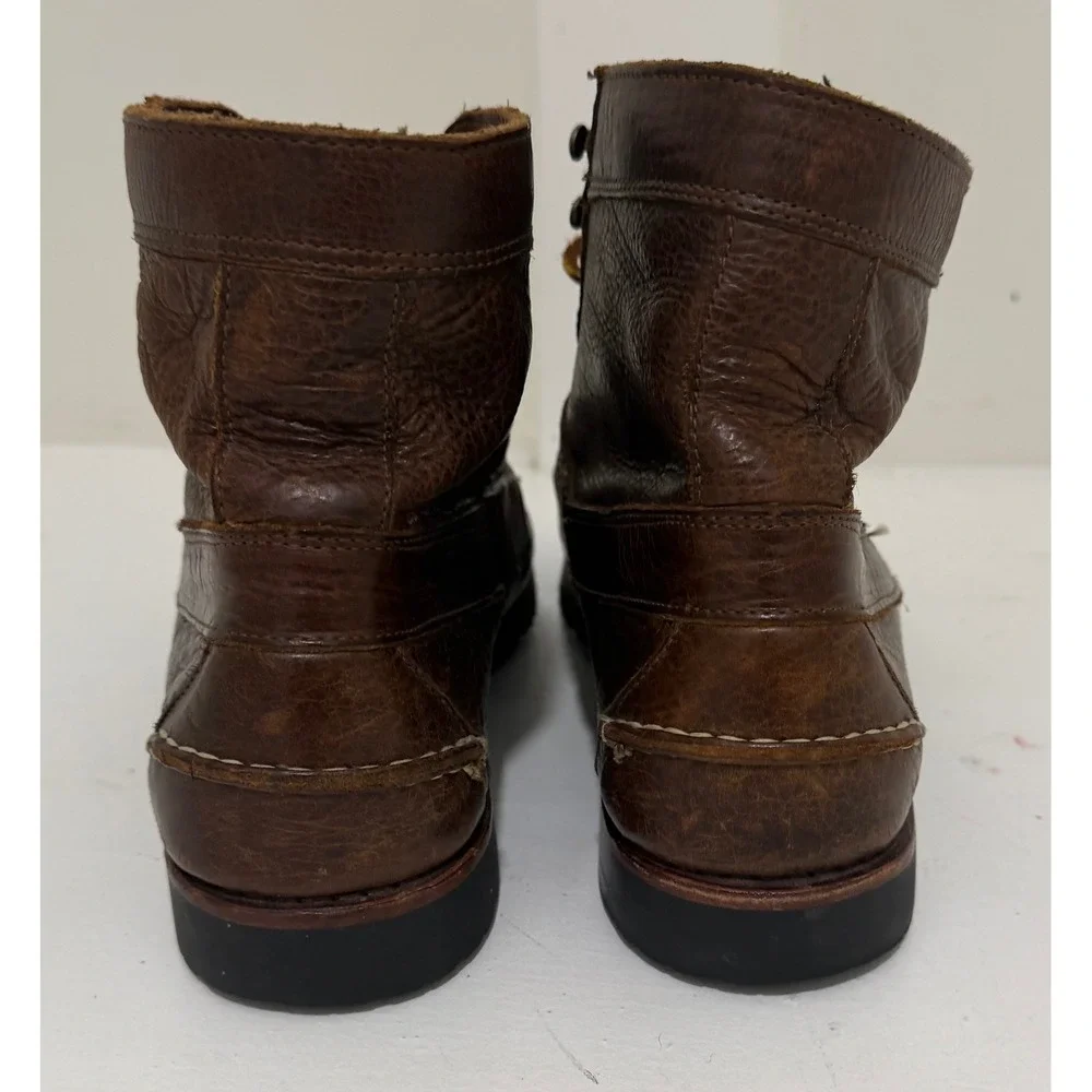 Allen Edmonds Yuma Brown Bison Leather Moc Toe Boots Mens 9 B Vibram 00269-2